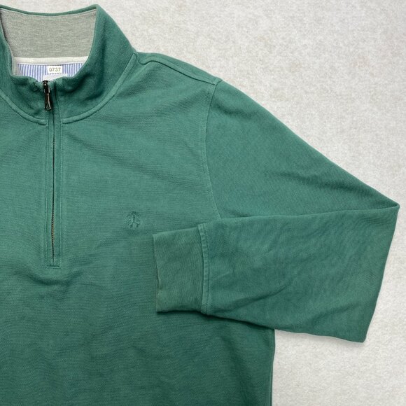 Brooks Brothers Zip Sweater Men's L Green Cotton Blend High Collar Pullover - Picture 4 of 12